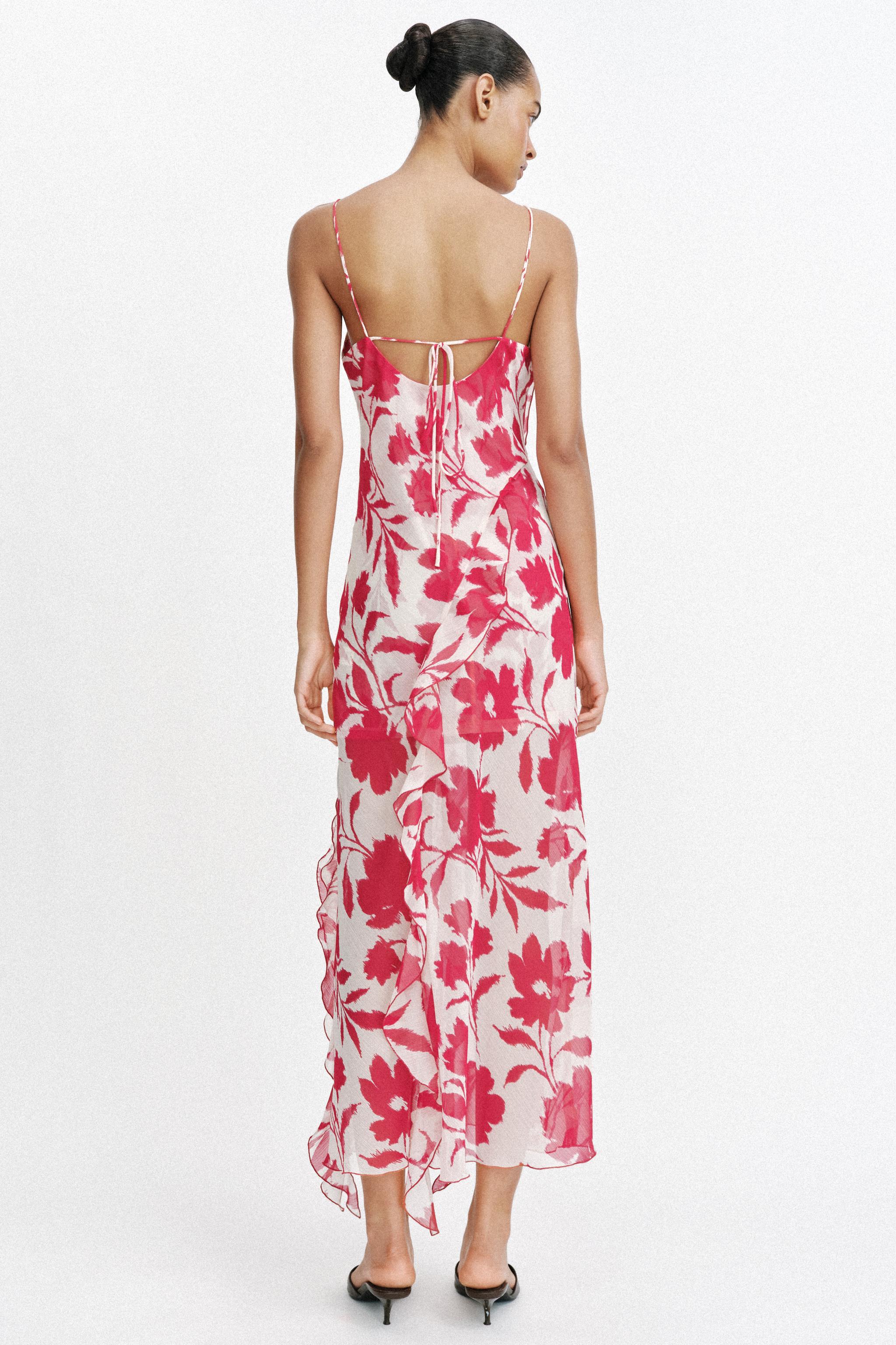 PRINTED LINGERIE STYLE MIDI DRESS